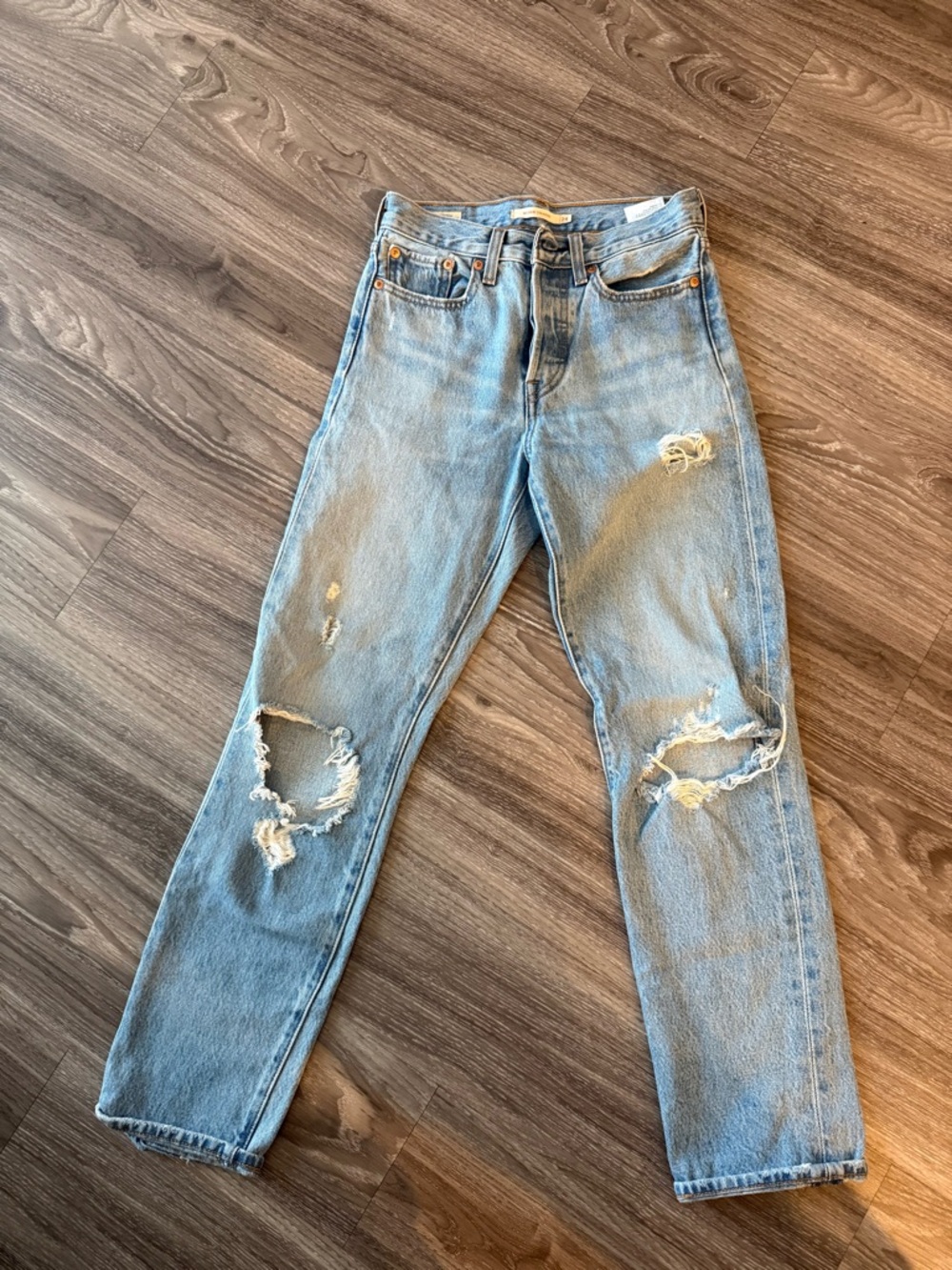 Levi's Light Blue Ripped Ankle Crop Jeans